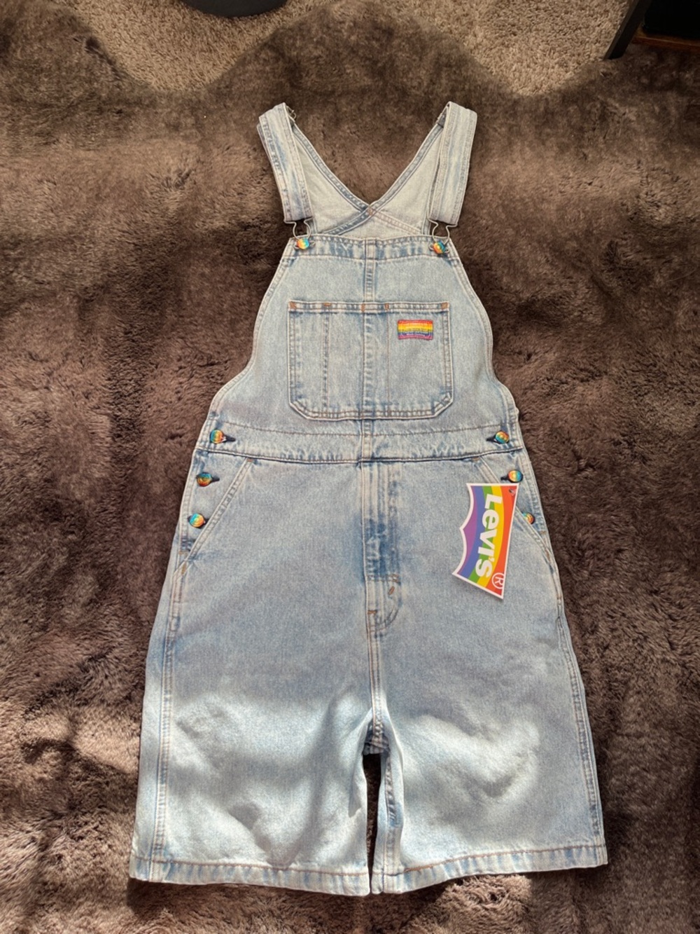 Small Men’s Levi's Denim Pride Overall Shorts LGBTQ